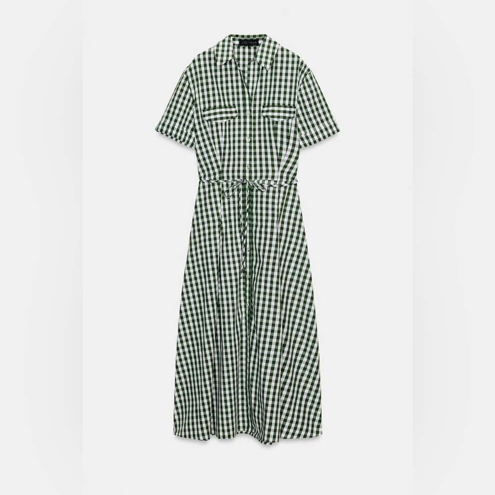 ZARA GINGHAM CHECK SHIRT DRESS ZW COLLECTION - Picture 4 of 9